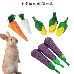 Small Animal Chew Toy Rabbit Carrot Chew Toy for Teeth Guinea Pig Hamster Rodent Chew Grass for Tooth Cleaning Radish Molar Toy