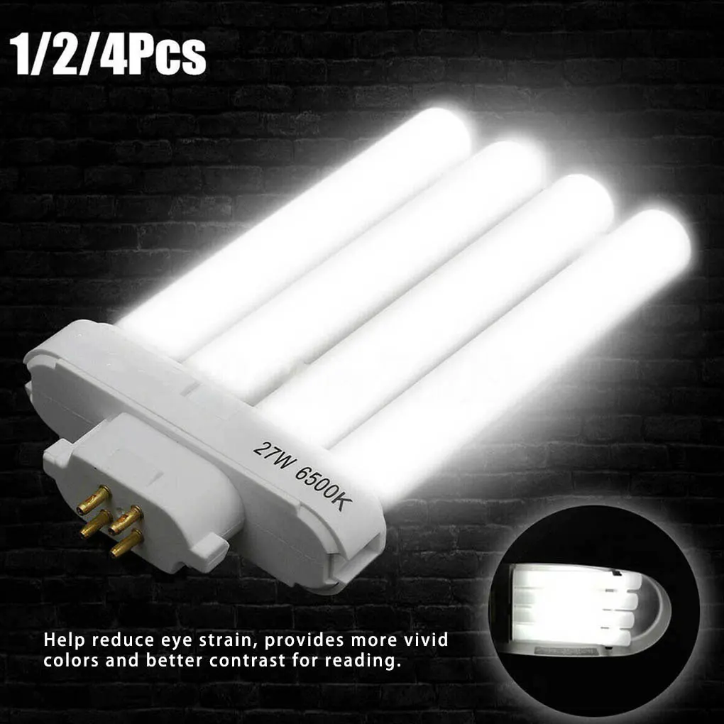 220V 4-pin Quad Tube Compact Fluorescent Light Bulb Lamps Eye-protection Reading Working Lighting Office Dormitory