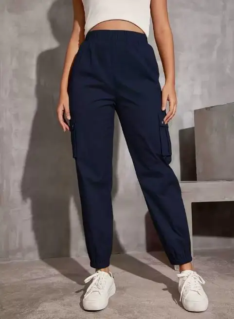 Sports Pants Solid Color Multi Pocket Casual Work Pants for Women Spring & Autumn New Fashion Women's Personalized Trousers