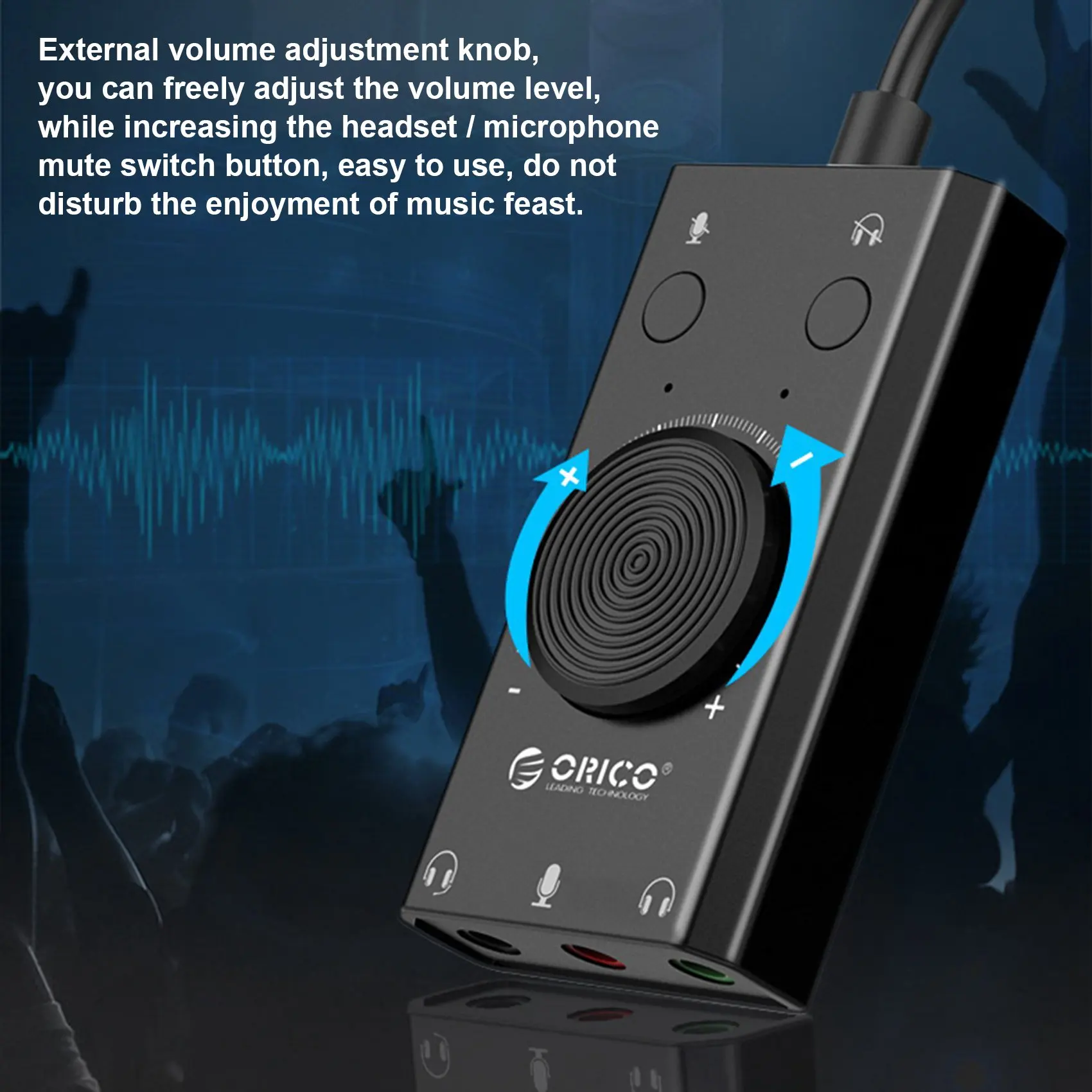 ORICO SC2-BK External USB Sound Card USB Audio Adapter Headset Drive-Free Sound Card for Laptop Desktop Computer