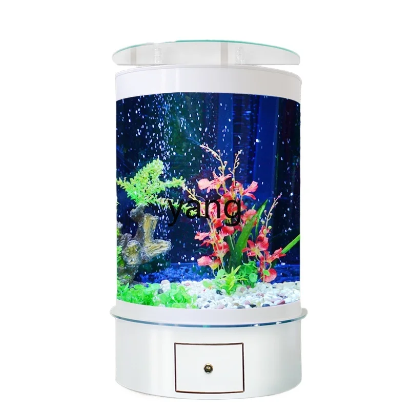 

LH fish tank living room water-free floor-to-ceiling household semicircular large glass ecological aquarium against the wall