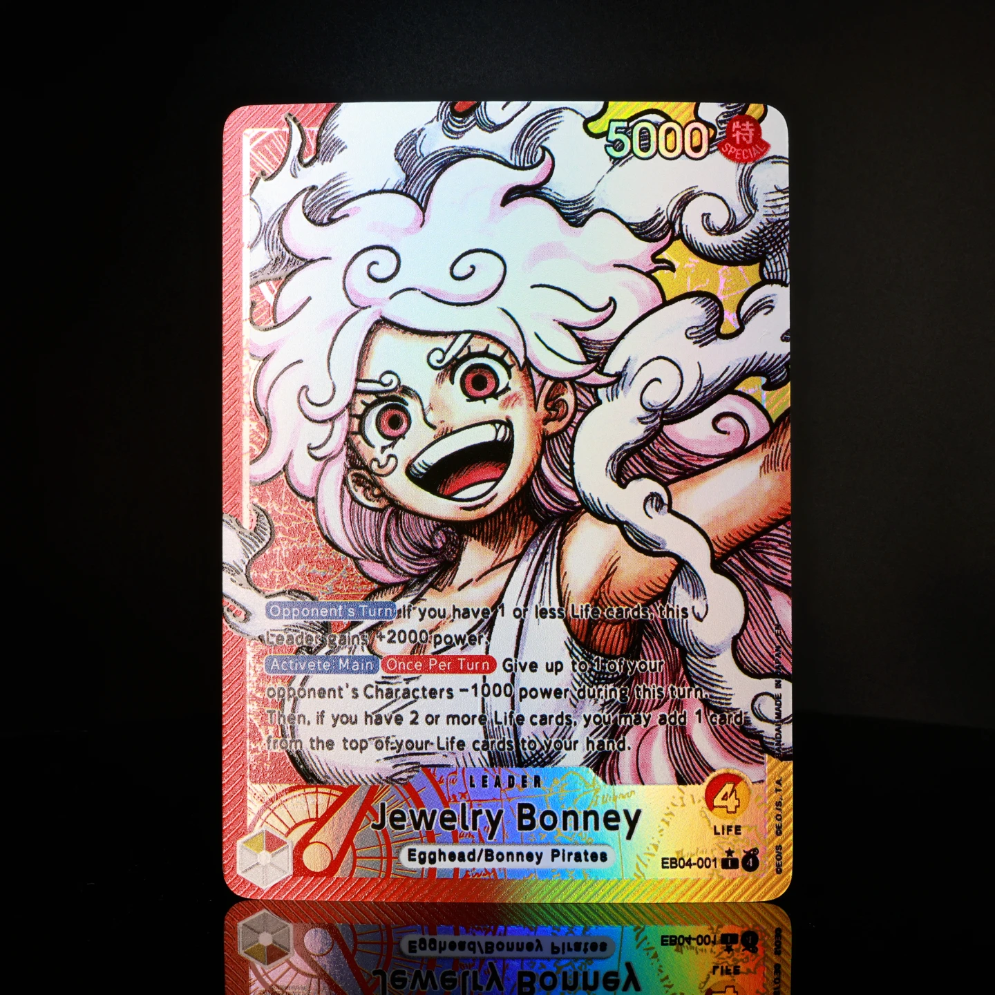 One Piece TCG EB04-001 Jewelry Bonney English Leader Card Foiled Textured Card Red Yellow Bonney