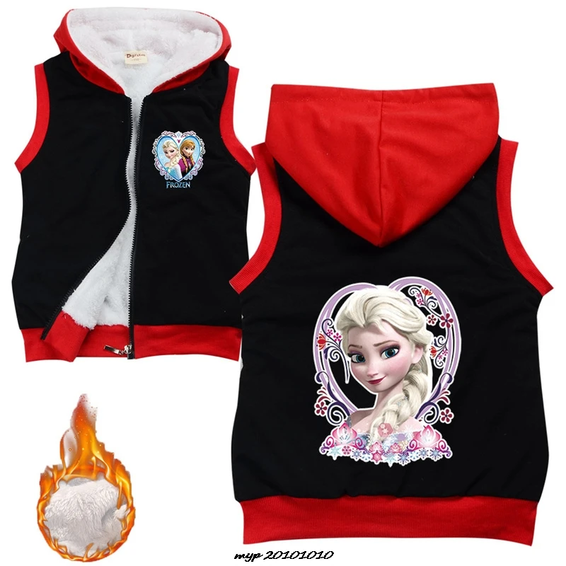 Frozen Elsa Teenagers Children Jacket Vests Warm Autumn Winter Boys Girls Parent-Child Coat Waistcoat Kids Hooded Outerwear