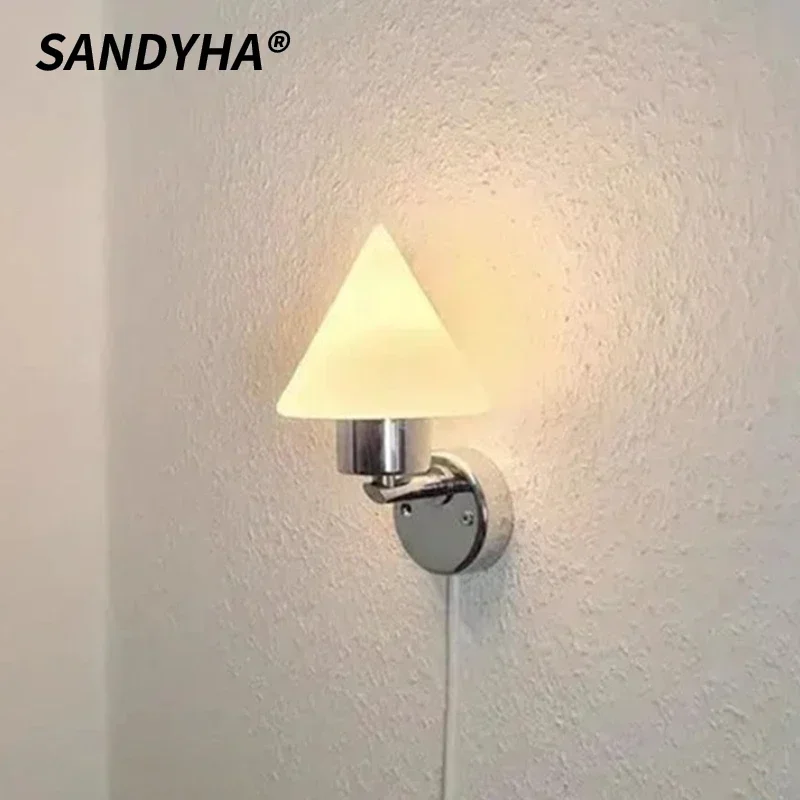 

Nordic Modern Glass Small Wall Lamps White Minimalist Night Light Home Decor Living Bedroom Study Bedside Led Lighting Fixture