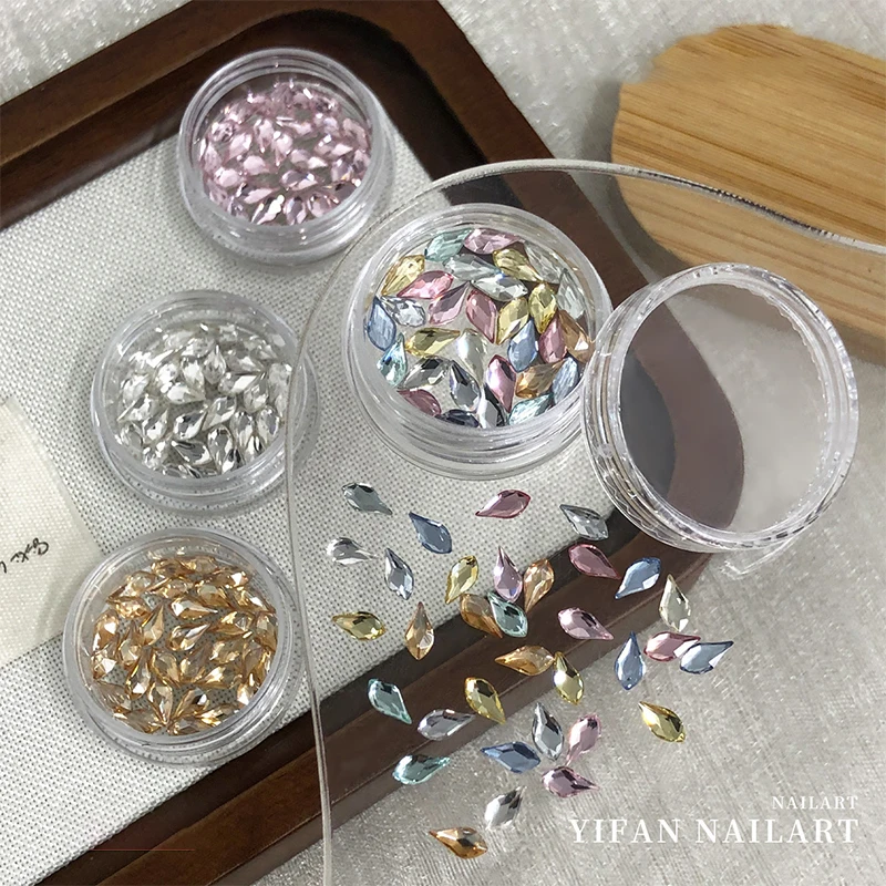 30 unids/caja de diamantes de imitación de forma Irregular para decoración de uñas, piedras de cristal 3D para uñas, gemas, perlas, accesorios de decoración para manicura DIY