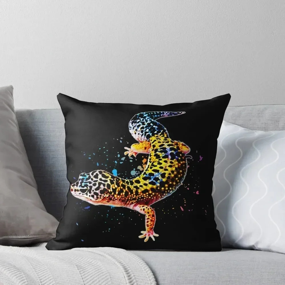 

Leopard Gecko Reptile Keeper Lizard Watercolor Throw Pillow Cushions For Sofa pillow cover christmas Christmas Pillowcase pillow