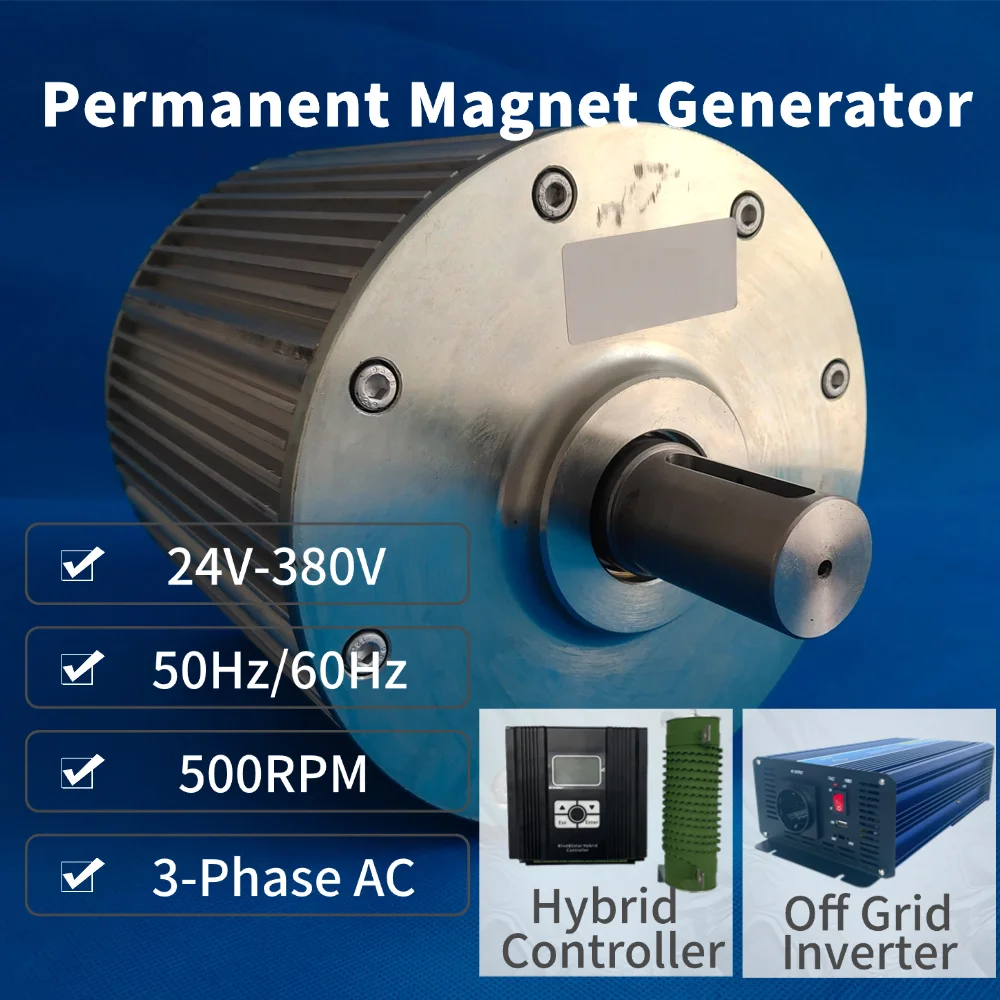 

Low RPM Permanent Magnet Generator With Base 10KW 20KW 30KW 24V 48V 96V Low Speed Gearless AC Alternators For DIY Wind Turbine