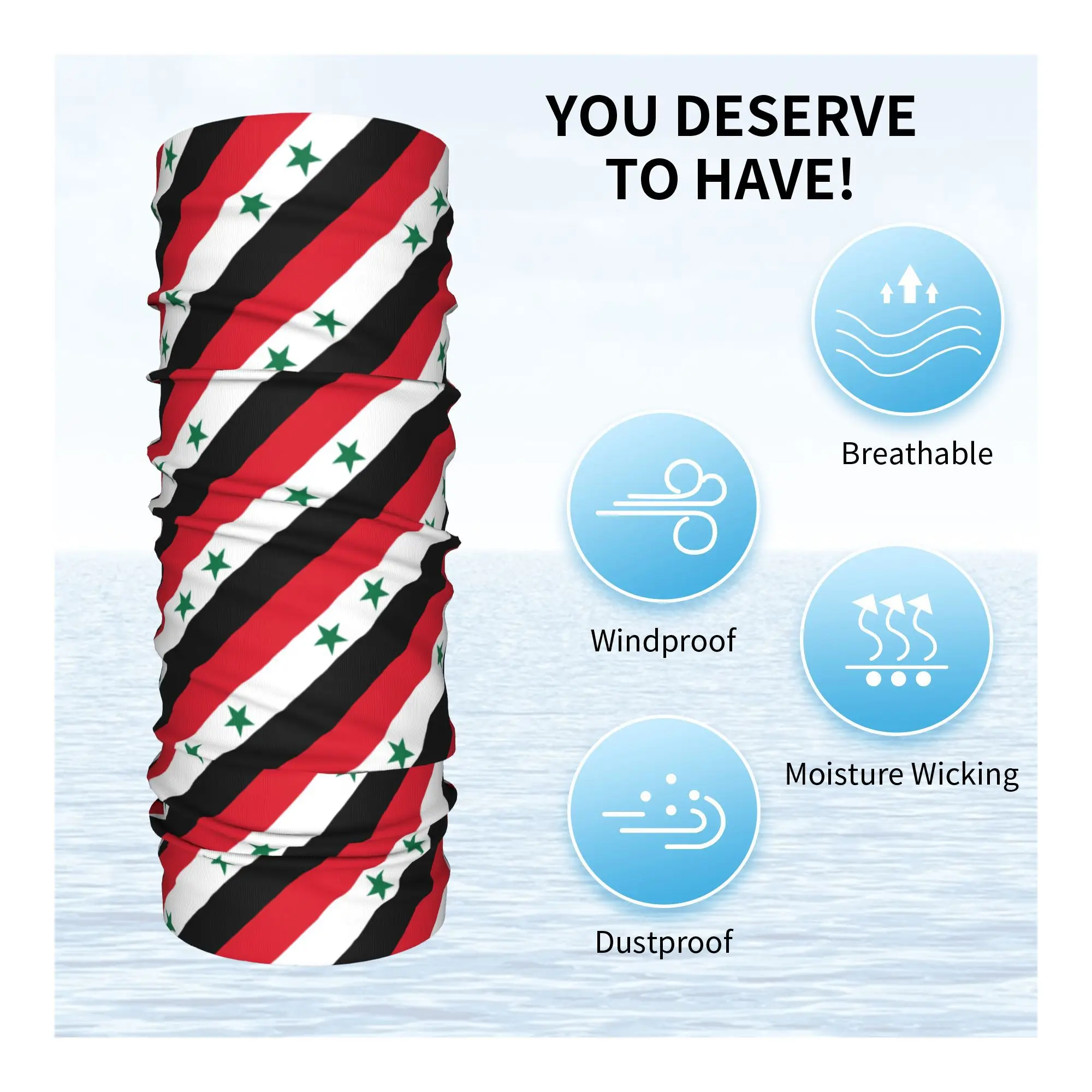 カスタムシリア国旗 シリア クラシカル ネックゲイター メンズ レディース UVフェイスシールド 冬用 バンダナ スカーフ スキー用