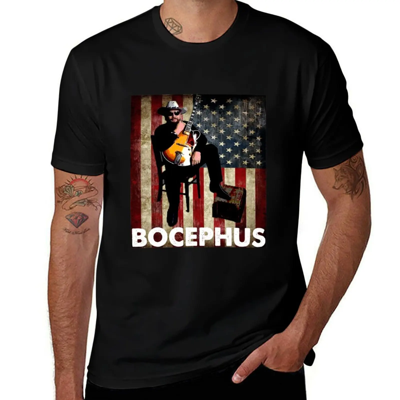 

Vintage Retro Flag Bocephus Retro Hank Jr Gifts Williams Men Women USA Flag T-Shirt Novelty Graphic Tee Shirt