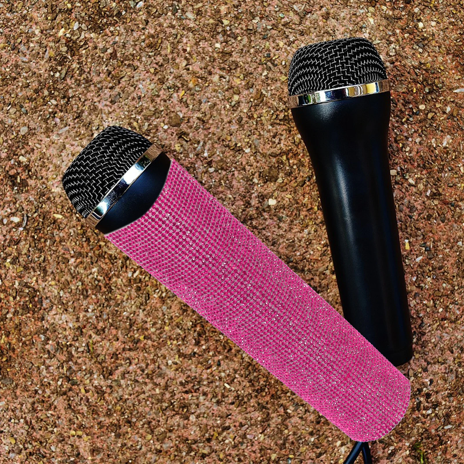 

Mic Handle Rhinestone Cover Unique Decorative Sleeve Safe Material Durable Design Easy Install Universal Fit Stylish Protection