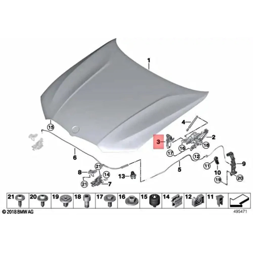 Y43A-Bonnet Hinge Sensor Bonnet  Actuators 51237449429 51237449430 For BMW 3 SERIES G20 G21 G28 2018-2022 Parts