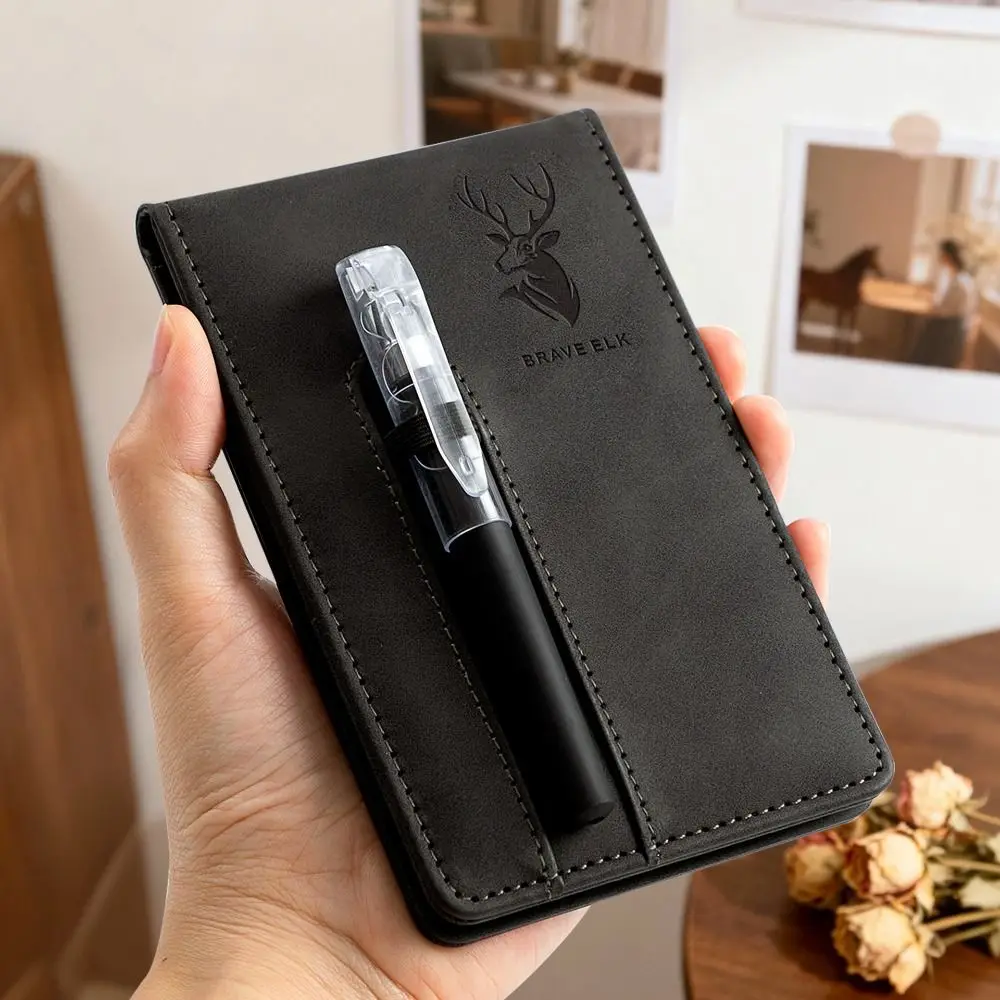 Multi-functional A7 Pocket Notebook Leather Cover Portbale Planner Book Horizontal Line A7 Notebook School Office