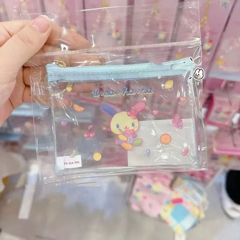 

Kawaii Sanrio Usahana Love Zipper Printing Pvc Transparent Makeup Bag Cotton Swab Lipstick Miscellaneous Storage Birthday Gift