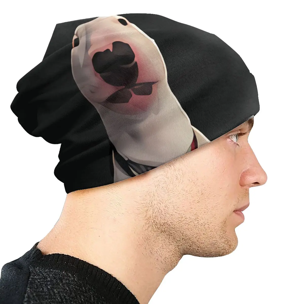 Unisex Double Layer Thin Chapéus, Big Dog Face, Bull Terrier Bonnet, Homens e Mulheres