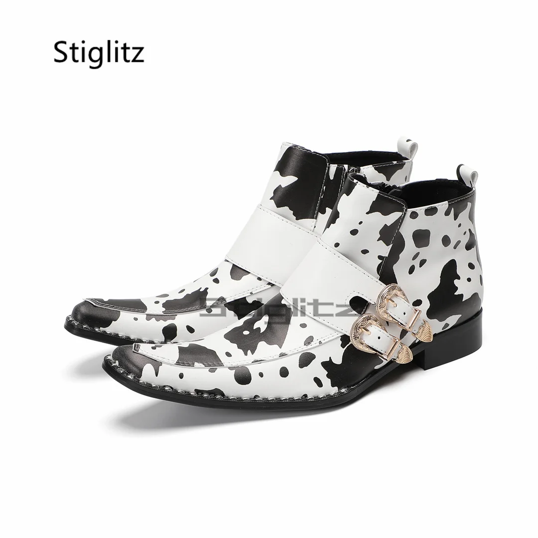 

Мужские ботинки челси с пряжкой на ремне и принтом, ботильоны из натуральной кожи, модные вечерние модельные туфли-оксфорды ручной работы с боковой молнией, мужские туфли-оксфорды