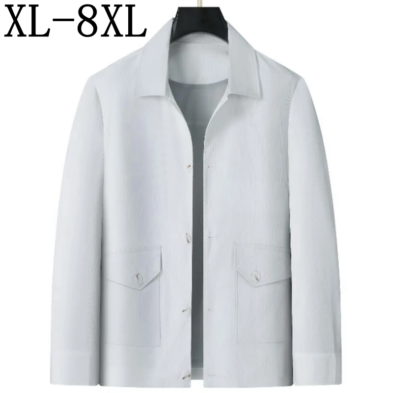 

8XL 7XL 6XL 2024 New Spring Autumn Casual Loose Solid Jacket Men High End Luxury Mens Jackets With Pockets Business Outwear Man