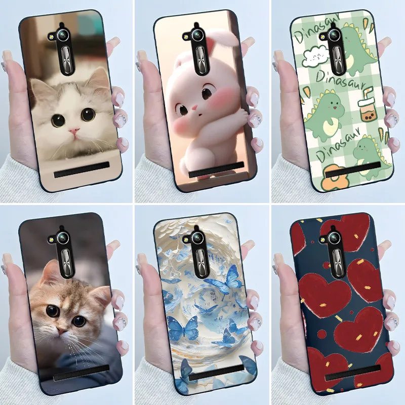 Para asus zenfone go zb500kl caso coque bonito dos desenhos animados impressão conchas capa protetora de silicone macio preto telefone embalagem funda