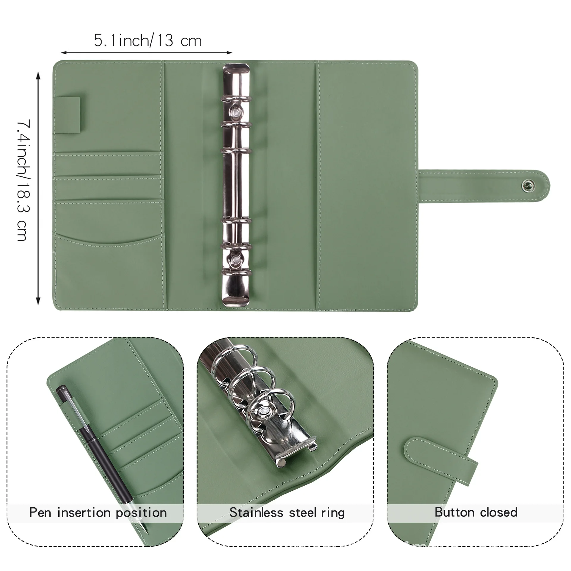 A5 A6 Binder Zipper Bag Macaron Notebook Leather PU Binder Cash Budget Planner Office Stationery