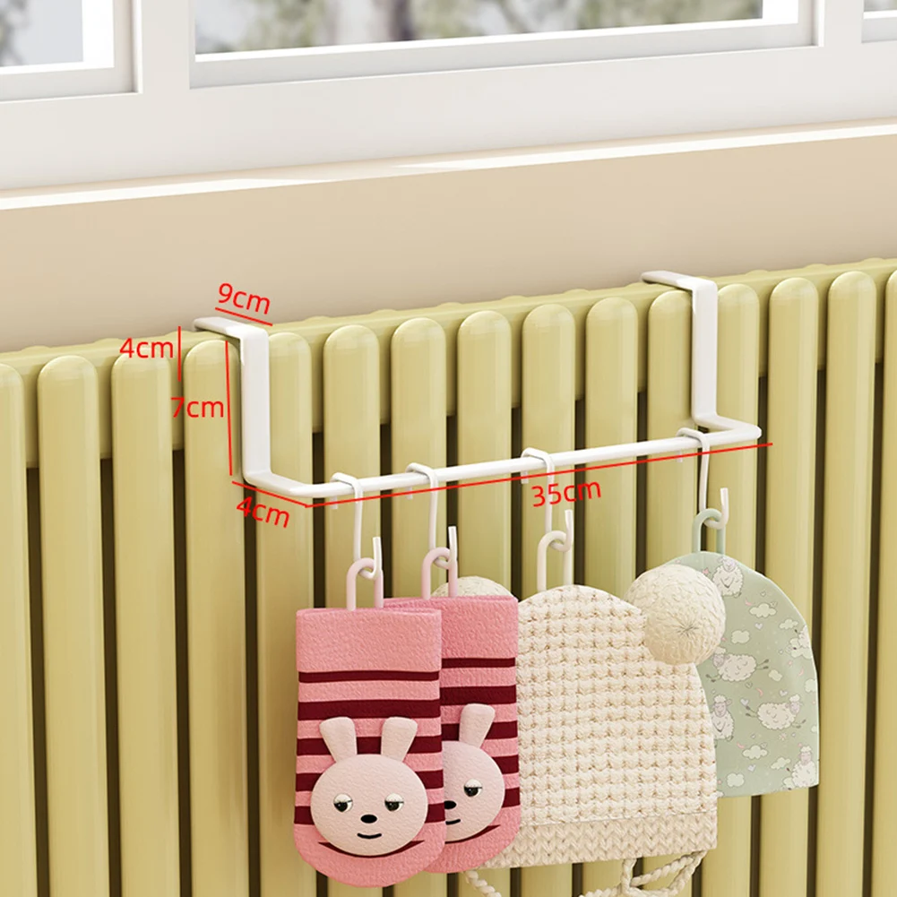 Heated Towel Rail Radiator Hanger For Wet Clothes Socks Metal No Drill Installation Space Saving Bathroom Laundry Warmer White