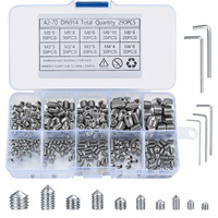 290 Pcs Cone Point Grub Screws Mixed Assorted Stainless Steel Metric Threads Socket Screws M3 M4 M5 M6 M8 with 5 Pcs Allen Key