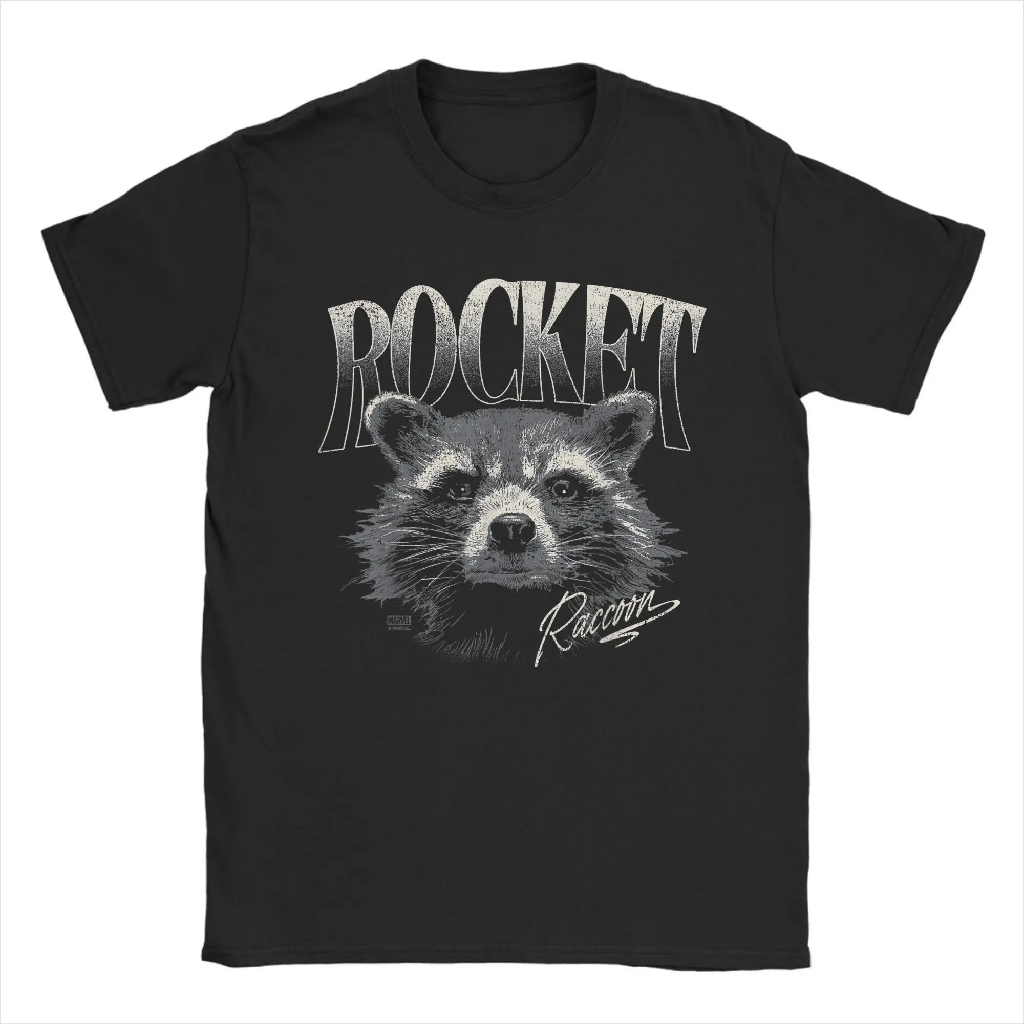 Guardians of The Galaxy Raccoon and Rocket Raccoon Head T-shirt Casual Crew Neck T-shirt, Printed T-shirt Women Clothing Y2K Top