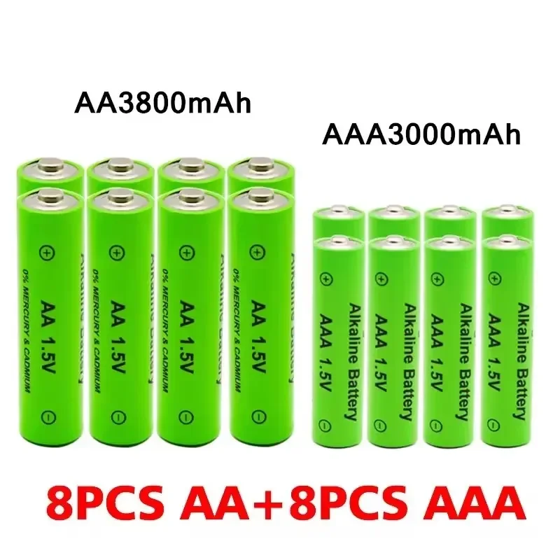 AA + AAA Rechargeable AA 1.5V 3800mAh / 1.5V AAA 3000mah Alkaline Battery Flashlight Toys Watch MP3 Player Replace Ni-Mh Battery