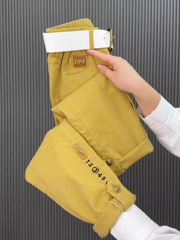 High Waist Harem Pants 2025 Spring Summer Women Casual Pants Loose Casual All-Match Jeans Ladies Cropped Denim Trousers Female