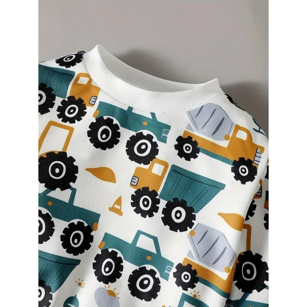 0-5 Years Toddlers Boy Cool Sweater long Sleeves Car Pattern Top  Spring and Autumn Daily Casual Versatile Clothing for Kids Boy