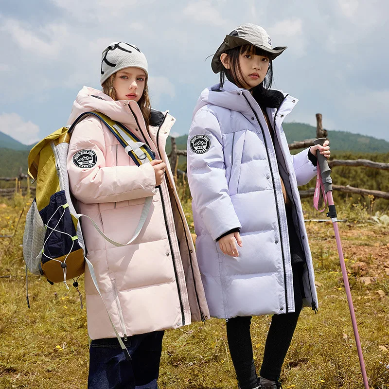

RAISE New Winter Children Down Jacket 80% White Duck Down Jacket For Teen Girl Waterproof 5-14Y Kids Hooded Parka Outerwear Coat