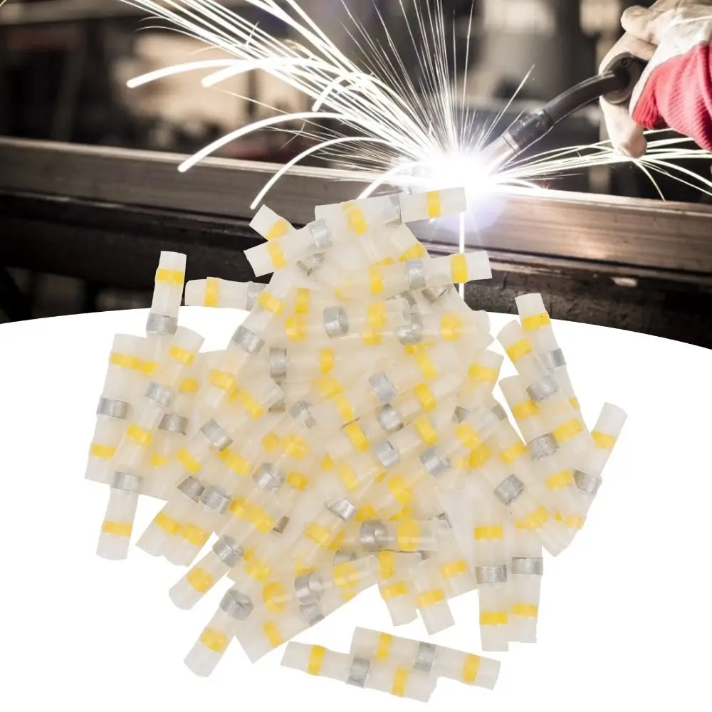 50 Pcs SST Solder Seal Wire Connector One Step Connection Waterproof Heat Shrink Butt Connectors Transparent Insulation