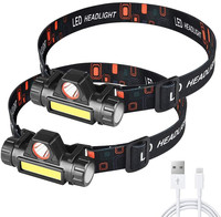 2 PCS LED Bright Headlight USB Rechargeable Head Flashlight Motion Sensor Portable For Outdoor Camping Running Hiking Fishing