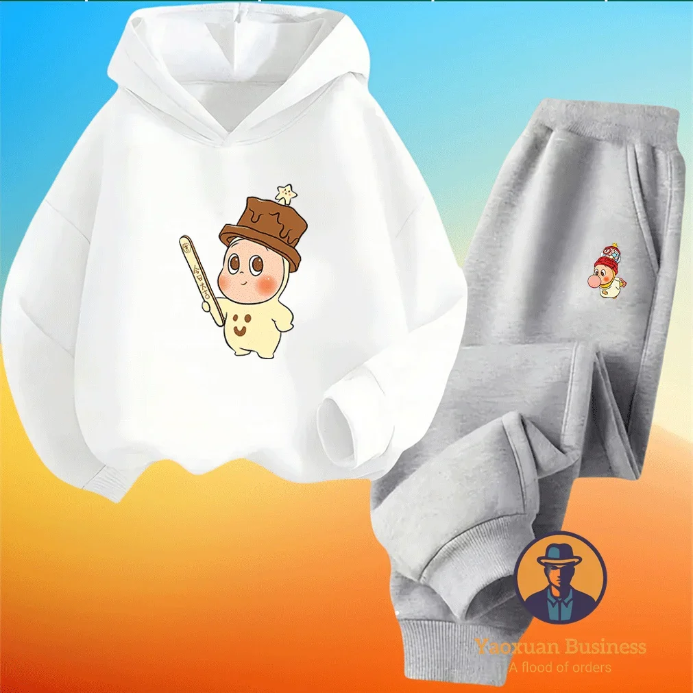

Cozy Barbouille Kids Little Girls 2-Piece Hoodie Set Cute Printed Cartoon Windproof Warm Autumn Winter Fashion