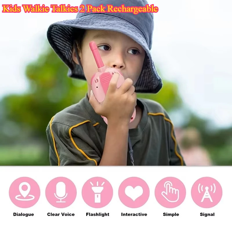 Kids Walkie Talkies 2 Pack Rechargeable - 22 Channels 2 Way Radio 3KM Long Range Toys