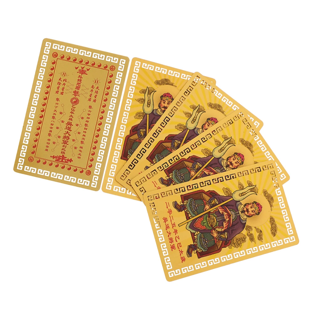 

5 Pcs Gold Card Tai Sui Chinese General Cards Metal Blessing Amulet Decor Amulets Small