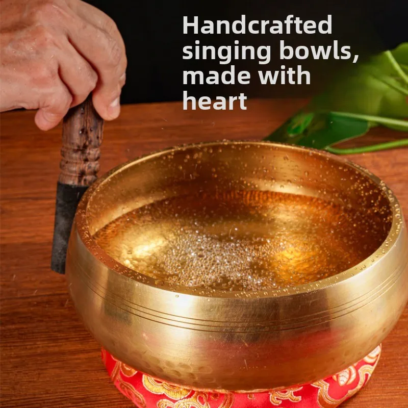 وعاء الموسيقى النحاسي (معرف أيضًا باسم وعاء الصوت البوذي أو جرس زن) للتأمل واليوجا وشفاء الشقرا والاسترخاء
