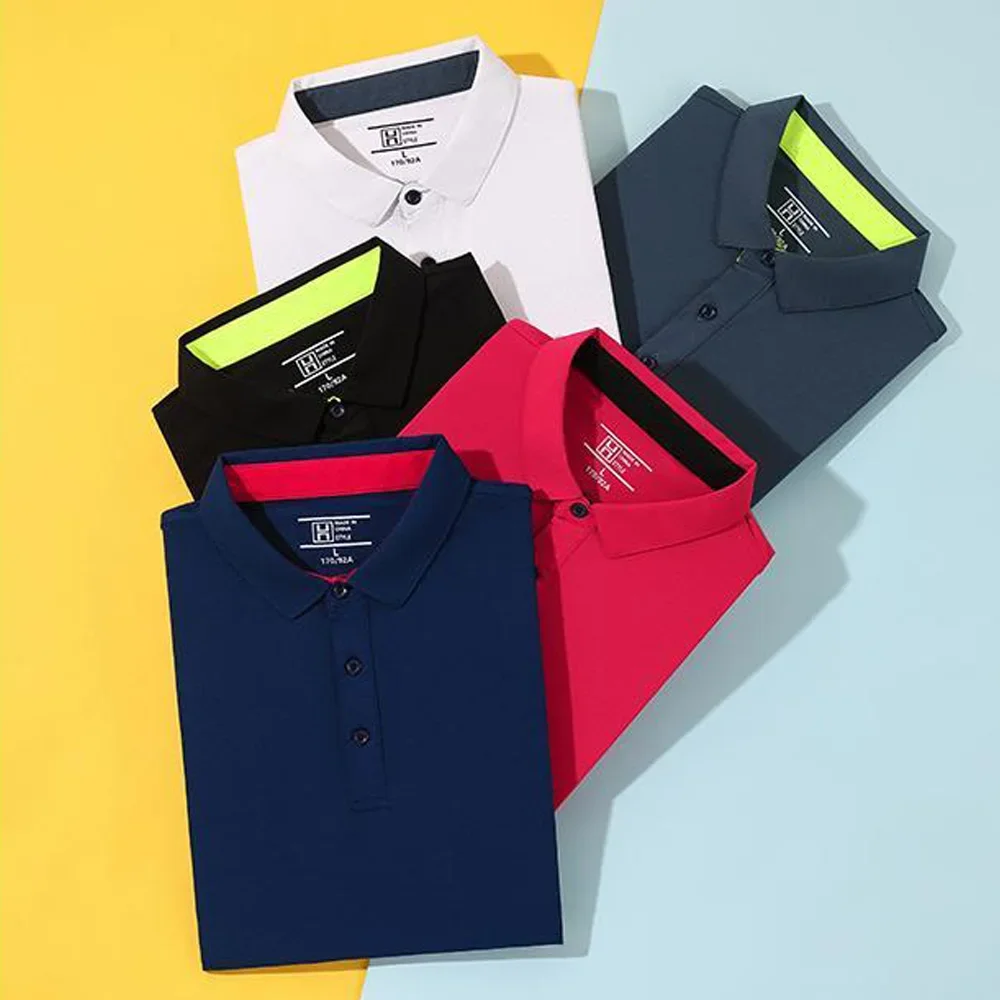 Summer Quick Drying ice Silk POLO Short sleeved Polo Collar Quick Drying Sports Shirt Trendy Fashionable Thin Breathable T-shirt