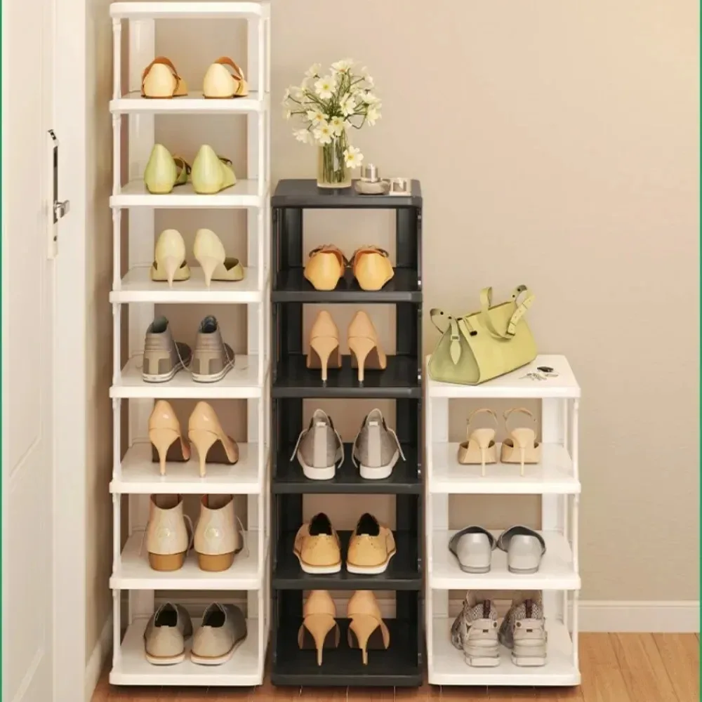 Shoes Rack Removable Shoe Cabinets Simple Multi layer Vertical Shoe Rack Narrow Space Saving Shoe Stand for Door Wall Corner