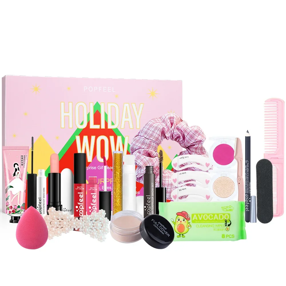 Produto mais vendido kit de maquiagem popfeel conjunto completo tudo-em-um sombra delineador corretivo lipgloss presente de halloween feminino cosméticos