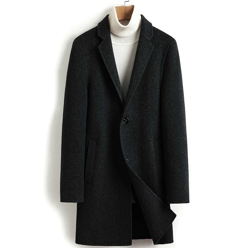 

Wool Coat Double-sided Men Cashmere Long Jacket Men Korean Autumn Mens Overcoat Coats and Jackets Abrigo Hombre 2023 4432