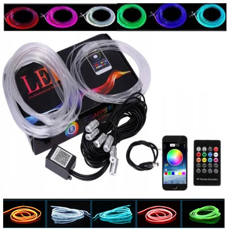 

LED Car Interior Ambient Strip Lights RGB Fiber Optic Atmosphere Neon Lighting Kit W/ APP Remote Control Auto Decorative Lamp 8M