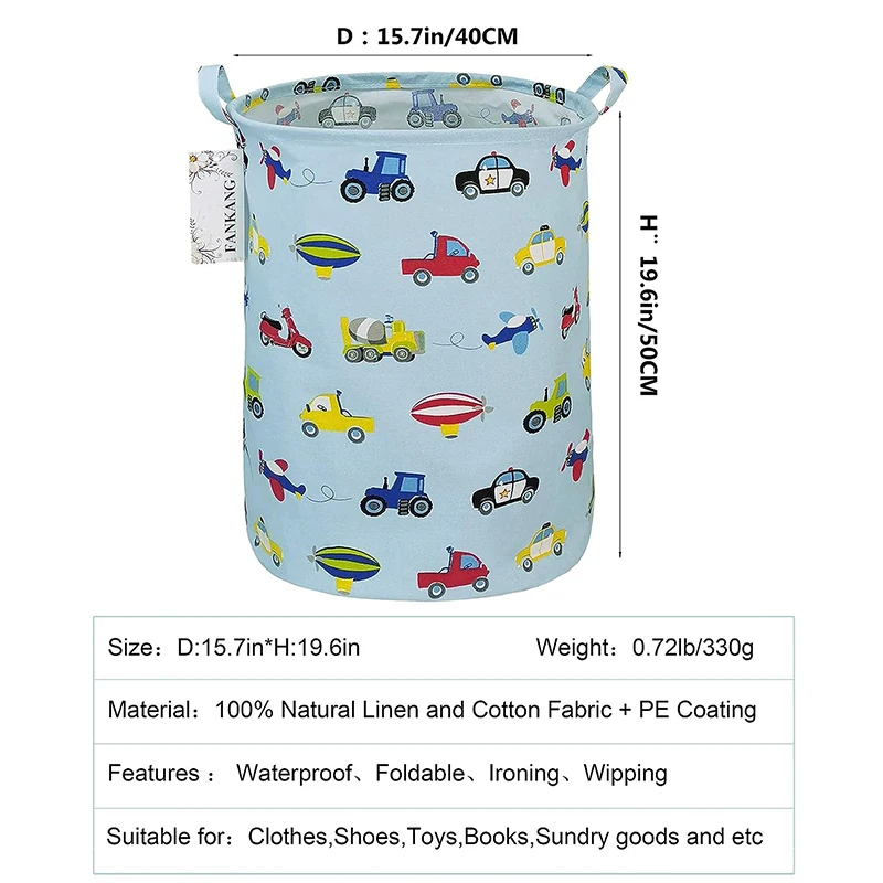 40x50cm Laundry Basket Foldable Canvas Large Dirty Clothes Toys Storage Bag Foldable Hamper With Handles Home Organization