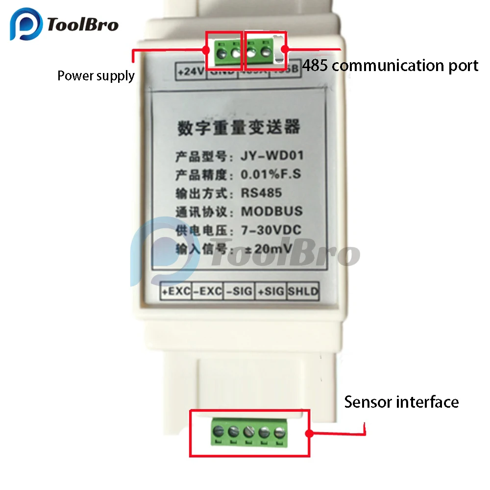 Load Cell Transmitter Amplifier Weight Sensor ModBus RTU RS485 Communication DC 7-30V Weighing Controller Rail Type