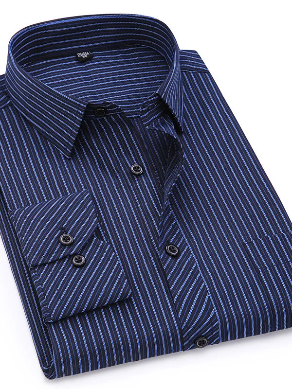 

Slim Fit Long Sve Busin irt Мужской повседневный воротник с воротником Moisture ng Дышащий молодежный осенний сезон в полоску...