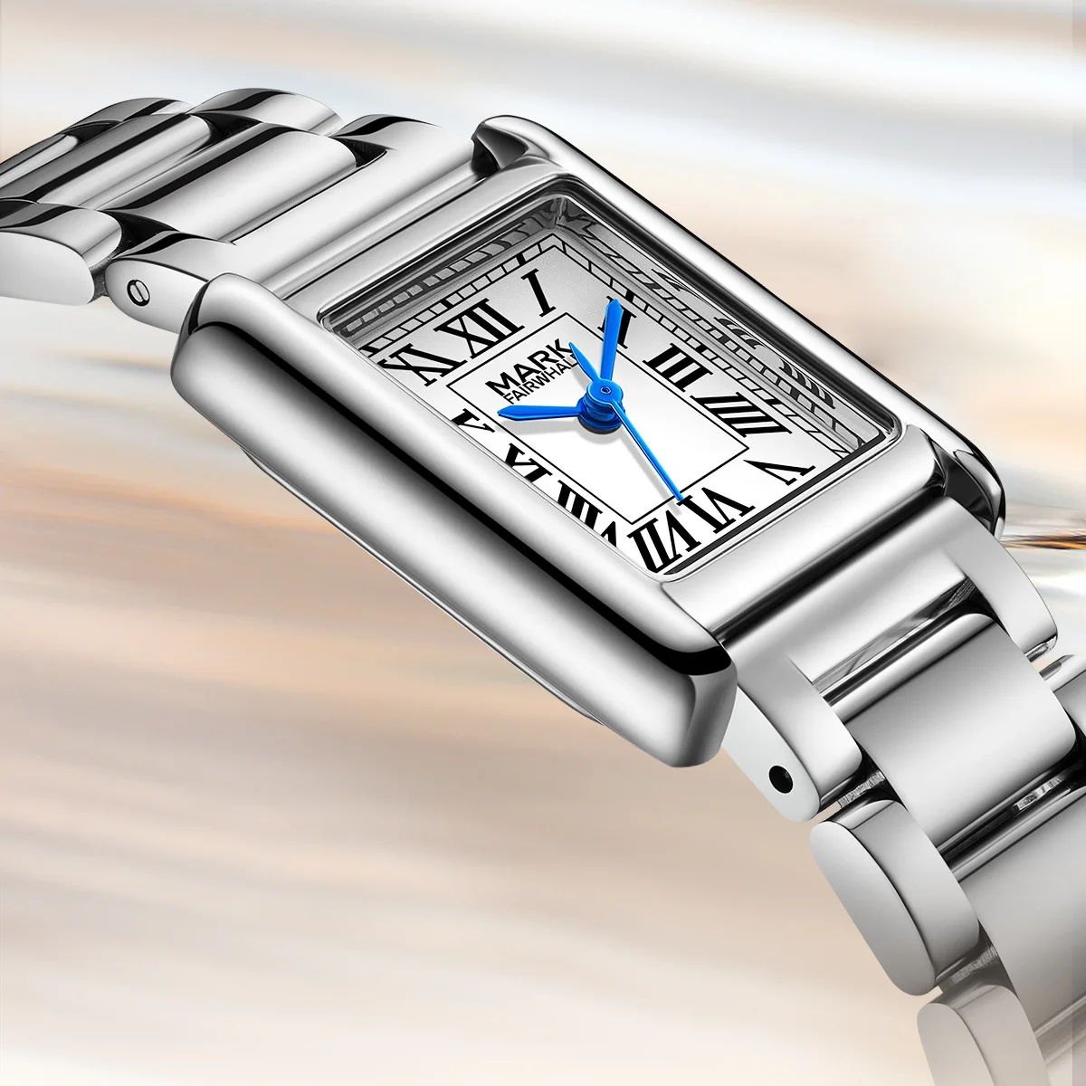 Mark Fairwhale Rectangle Quartz Watch for Women Stainless Steel Strap Waterproof Luxury Ladies Wristwatch Original Design