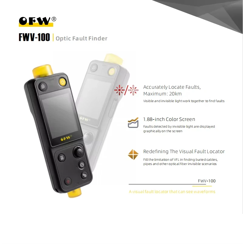 OFW Handheld OTDR Optic Fault Finder 20KM Active Fiber Test Ranger FTTB FTTH Breakpoint Tester Meter VFL 10MW