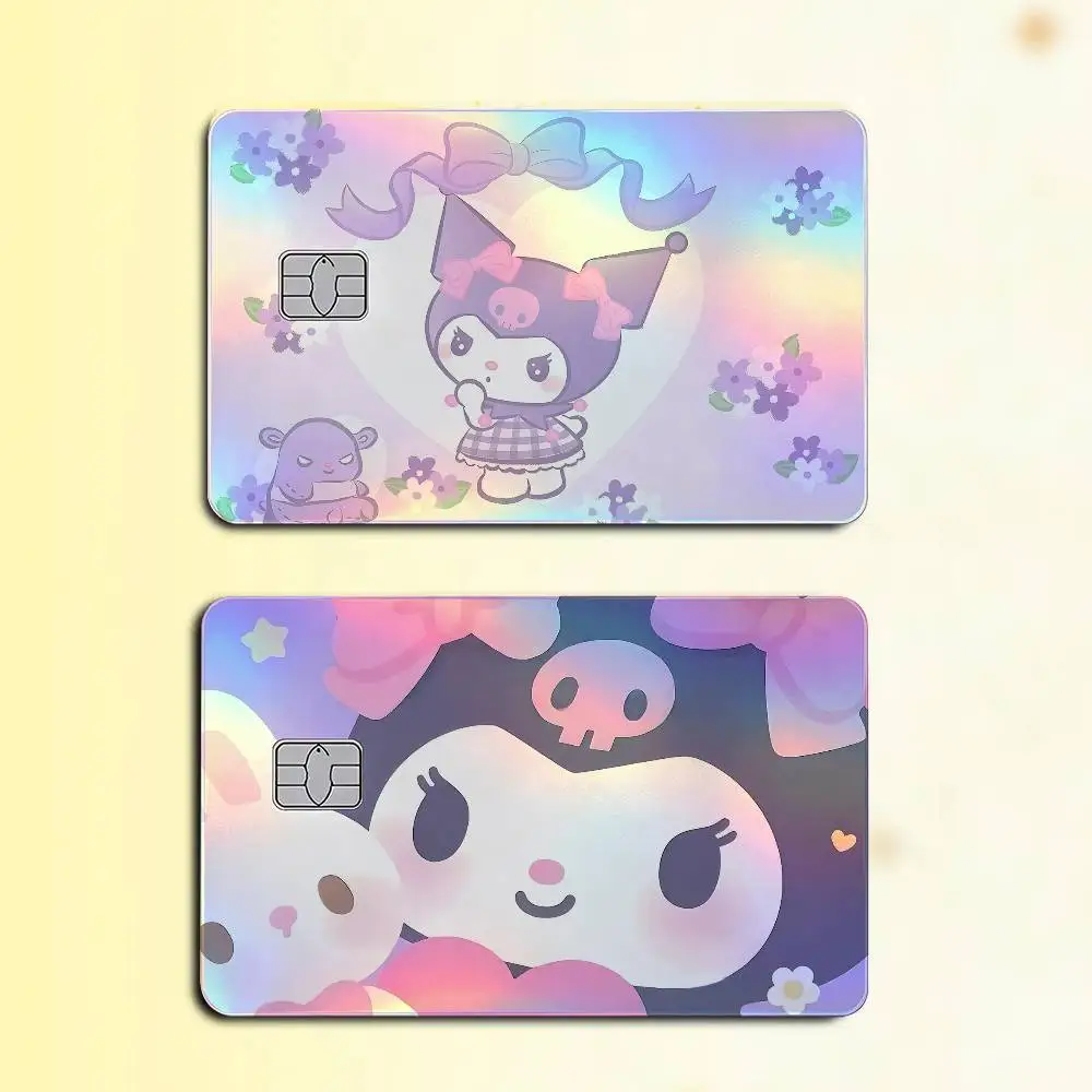 K-Kuromi Laser Holographic Card Skin Sticker For Credit Debit Cards - 4pcs/Set Waterproof Scratch-Resistant Protector