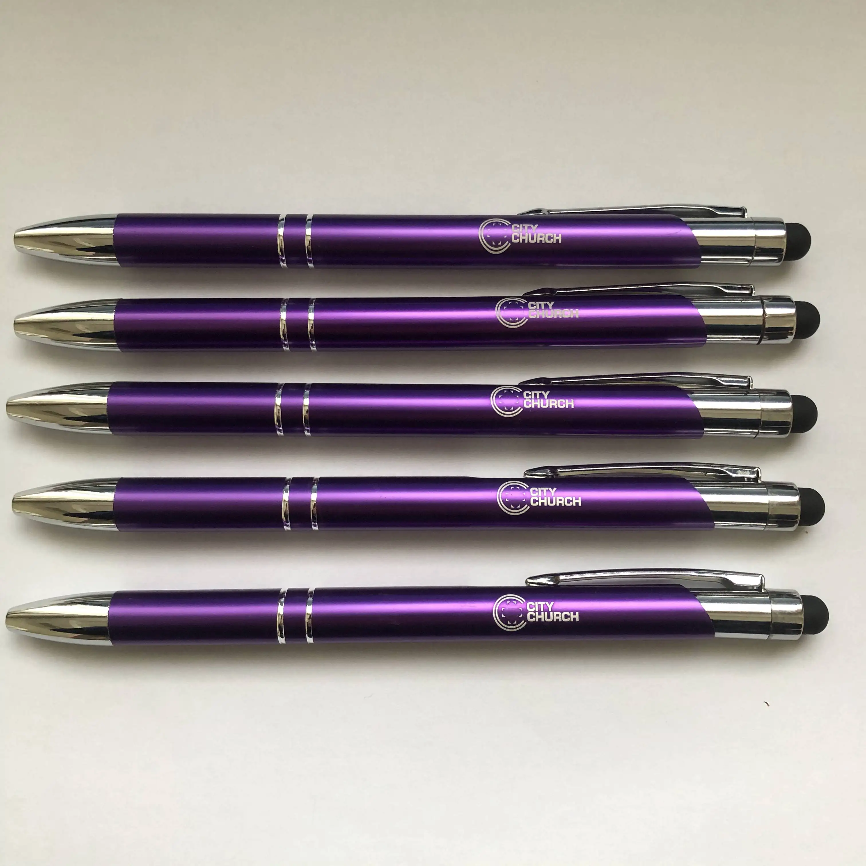 Wholesale promotion luxury purple metal ball pen engrave custom logo company name