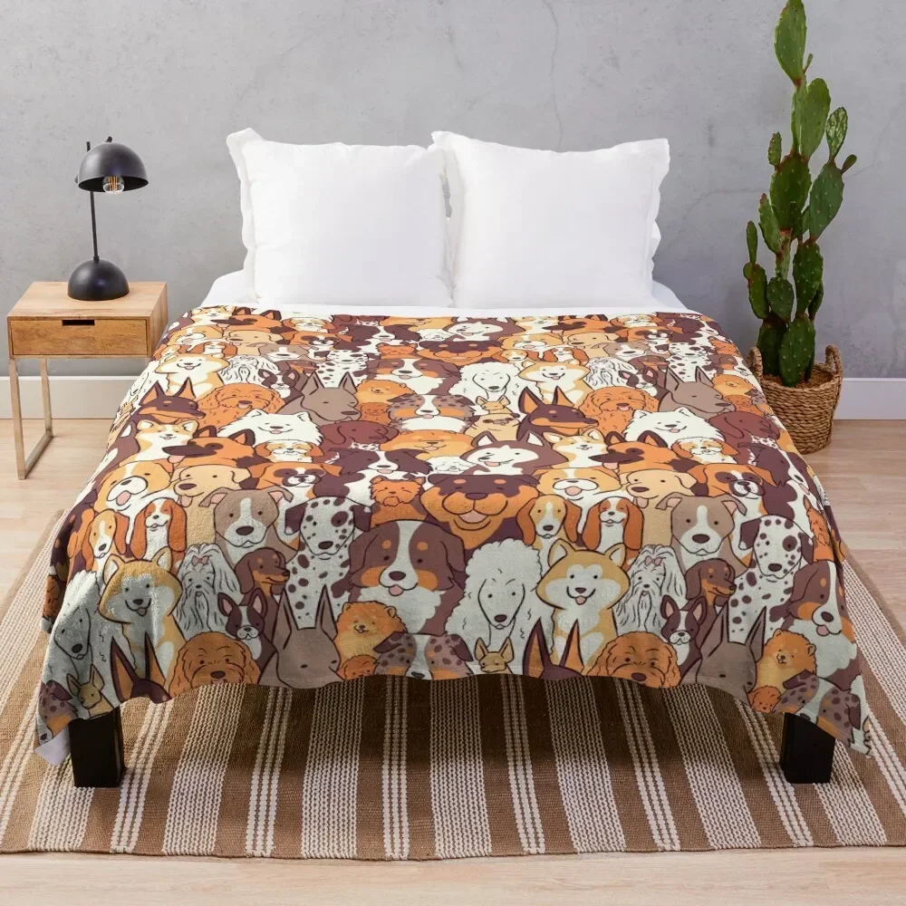 

Dogs breeds illustration pattern- top 30 dog breeds - yellow version Throw Blanket Camping Kid'S Blankets