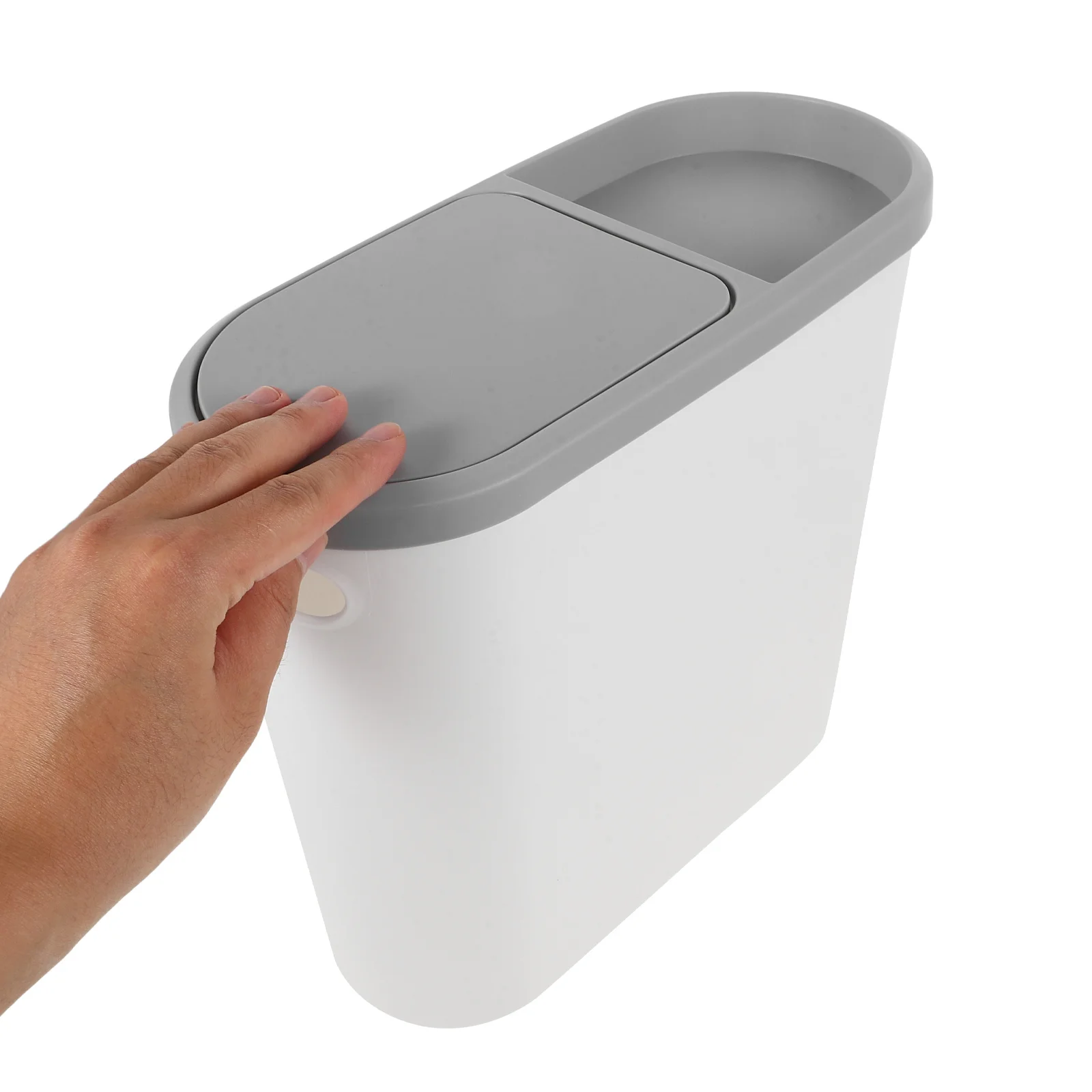 

Modern Trash Can with Press Lid Heavy Duty Plastic Waste Basket for Bathroom Toilet Gap Kitchen Compact Spaces