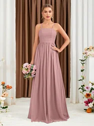 Unithorse Women's Sleeveless Ruched Chiffon Bridesmaid Dress